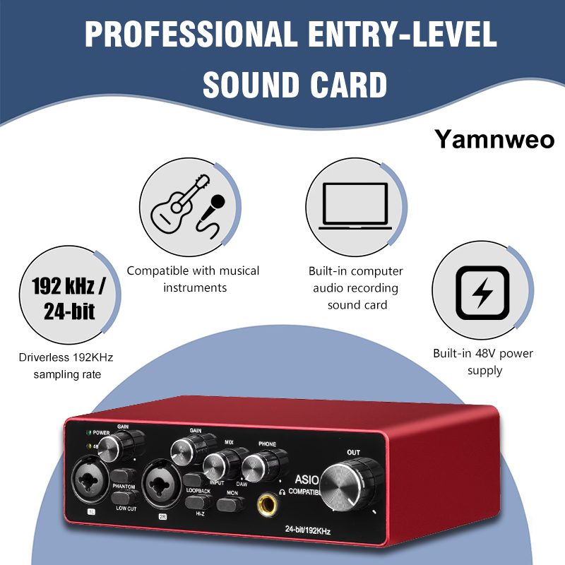 Audio Music Cut - YAMNWEO MD22 Przenośny 2-kanałowy interfejs audio